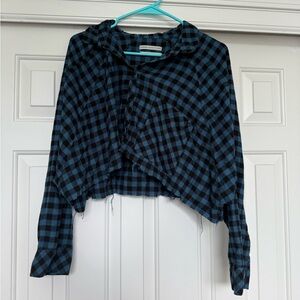 Urban Outfitters Blue and Black Checkered Flannel